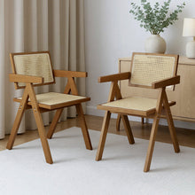 Load image into Gallery viewer, Levede 2x Walnut Wicker Armchair Dining Chair-1975420361092763655