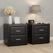 Load image into Gallery viewer, Artiss 2X Bedside Table 2 Drawers Side Table Leather - CADEN Black - The White Mall