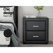 Load image into Gallery viewer, Artiss 2X Bedside Table 2 Drawers Side Table Leather - CADEN Black - The White Mall