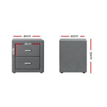 Load image into Gallery viewer, Artiss Bedside Table 2 Drawers Fabric - CADEN Grey