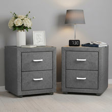 Load image into Gallery viewer, Artiss 2X Bedside Table 2 Drawers Side Table Fabric - CADEN Grey