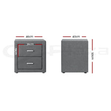 Load image into Gallery viewer, Artiss 2X Bedside Table 2 Drawers Side Table Fabric - CADEN Grey
