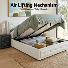 Load image into Gallery viewer, Artiss King Single Bed Frame Storage White Leather Gas Lift Bed Black Bedside Table Set