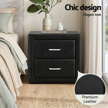 Load image into Gallery viewer, Artiss King Single Bed Frame Storage White Leather Gas Lift Bed Black Bedside Table Set