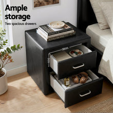 Load image into Gallery viewer, Artiss King Single Bed Frame Storage White Leather Gas Lift Bed Black Bedside Table Set