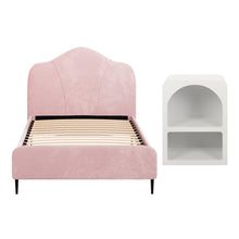 Load image into Gallery viewer, Artiss King Single Storage Bed Frame Velvet with Bedside Table Pink
