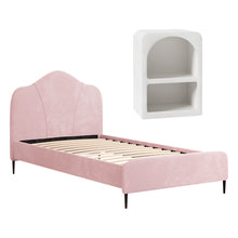 Load image into Gallery viewer, Artiss King Single Storage Bed Frame Velvet with Bedside Table Pink