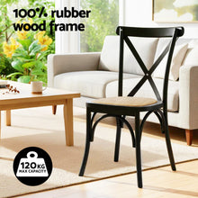 Load image into Gallery viewer, Artiss 2x Dining Chairs Rattan Wooden Kitchen Accent Chair Cafe Lounge Rubber Wood