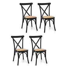 Load image into Gallery viewer, Artiss 4x Dining Chairs Rattan Wooden Kitchen Accent Chair Cafe Lounge Rubber Wood