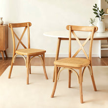 Load image into Gallery viewer, Artiss 2x Dining Chairs Rattan Wooden Kitchen Accent Chair Cafe Lounge Rubber Wood