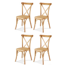 Load image into Gallery viewer, Artiss 4x Dining Chairs Rattan Wooden Kitchen Accent Chair Cafe Lounge Rubber Wood
