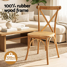 Load image into Gallery viewer, Artiss 4x Dining Chairs Rattan Wooden Kitchen Accent Chair Cafe Lounge Rubber Wood