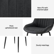 Load image into Gallery viewer, Artiss 4x Dining Chairs Retro PU Leather Kitchen Lounge Cafe Accent Chair Black