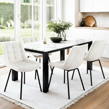 Load image into Gallery viewer, Artiss 4x Dining Chairs Velvet Tufted Kitchen Lounge Cafe Accent Chair Beige