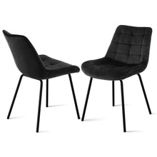 Load image into Gallery viewer, Artiss 2x Dining Chairs Velvet Tufted Kitchen Lounge Cafe Accent Chair Black