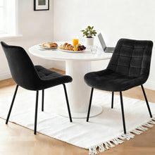 Load image into Gallery viewer, Artiss 2x Dining Chairs Velvet Tufted Kitchen Lounge Cafe Accent Chair Black