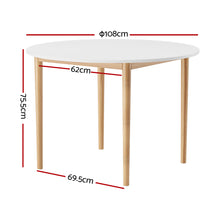 Load image into Gallery viewer, Artiss Dining Table Round White 108CM Diameter Demi
