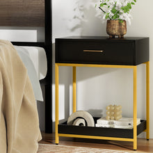 Load image into Gallery viewer, Artiss Bedside Table Drawers Side Table Shelf Storage Nightstand Black MASON
