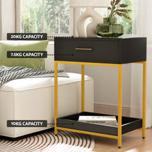 Load image into Gallery viewer, Artiss Bedside Table Drawers Side Table Shelf Storage Nightstand Black MASON
