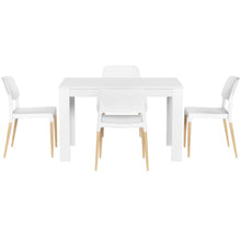Load image into Gallery viewer, 1 Artiss Dining Table and 4 Chairs Set White Wood
