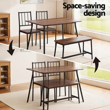 Load image into Gallery viewer, Artiss Dining Table and Chairs Set of 4 Bench Kitchen Furniture Rustic Brown