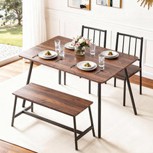 Load image into Gallery viewer, Artiss Dining Table and Chairs Set of 4 Bench Kitchen Furniture Rustic Brown