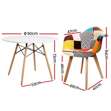 Load image into Gallery viewer, 1 Artiss Dining Table and 2 Chairs Set DSW 90cm