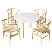 Load image into Gallery viewer, 1 Artiss Dining Table and 4 Chairs Set Wishbone Wood