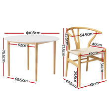 Load image into Gallery viewer, 1 Artiss Dining Table and 4 Chairs Set Wishbone Wood