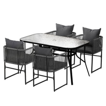 Load image into Gallery viewer, Gardeon 5PC Outdoor Dining Set Table and Chairs Patio Furniture Garden Bistro Set Black