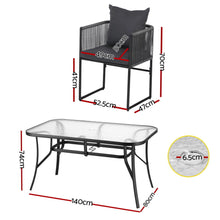 Load image into Gallery viewer, Gardeon 5PC Outdoor Dining Set Table and Chairs Patio Furniture Garden Bistro Set Black