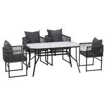Load image into Gallery viewer, Gardeon 5PC Outdoor Dining Set Table and Chairs Patio Furniture Garden Bistro Set Black