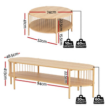 Load image into Gallery viewer, Artiss TV Unit & Coffee Table Set Storage Shelf Pine - The White Mall