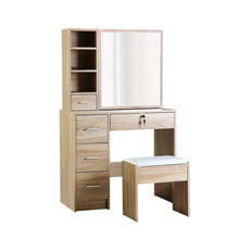 Load image into Gallery viewer, Artiss Dressing Table Stool Set Sliding Mirror Oak Diane - The White Mall