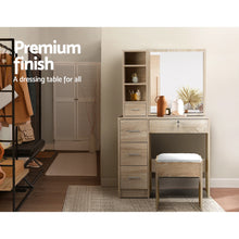 Load image into Gallery viewer, Artiss Dressing Table Stool Set Sliding Mirror Oak Diane