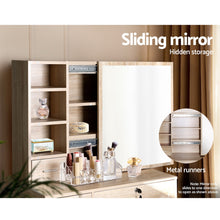 Load image into Gallery viewer, Artiss Dressing Table Stool Set Sliding Mirror Oak Diane
