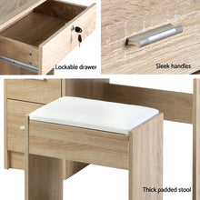Load image into Gallery viewer, Artiss Dressing Table Stool Set Sliding Mirror Oak Diane