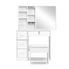 Load image into Gallery viewer, Artiss Dressing Table Stool Set Sliding Mirror White Diane