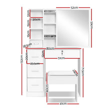 Load image into Gallery viewer, Artiss Dressing Table Stool Set Sliding Mirror White Diane