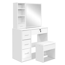 Load image into Gallery viewer, Artiss Dressing Table Stool Set Sliding Mirror White Diane