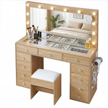 Load image into Gallery viewer, Artiss Dressing Table Vanity Desk Set Stool LED Bulbs Wood - The White Mall