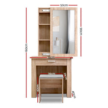 Load image into Gallery viewer, Artiss Dressing Table Stool Set Sliding Mirror Oak Demi