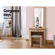 Load image into Gallery viewer, Artiss Dressing Table Stool Set Sliding Mirror Oak Demi