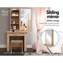 Load image into Gallery viewer, Artiss Dressing Table Stool Set Sliding Mirror Oak Demi