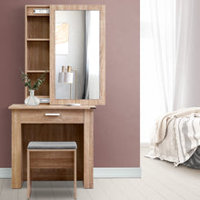 Load image into Gallery viewer, Artiss Dressing Table Stool Set Sliding Mirror Oak Demi