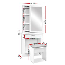 Load image into Gallery viewer, Artiss Dressing Table Stool Set Sliding Mirror White Demi