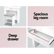 Load image into Gallery viewer, Artiss Dressing Table Stool Set Sliding Mirror White Demi