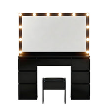 Load image into Gallery viewer, Artiss Dressing Table Vanity Desk Set Stool 12 Led Bulbs Black