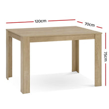 Load image into Gallery viewer, Artiss Dining Table Rectangular 4 Seater 120CM Oak Natu