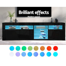Load image into Gallery viewer, Artiss Entertainment Unit TV Cabinet LED 180cm Black Bobi